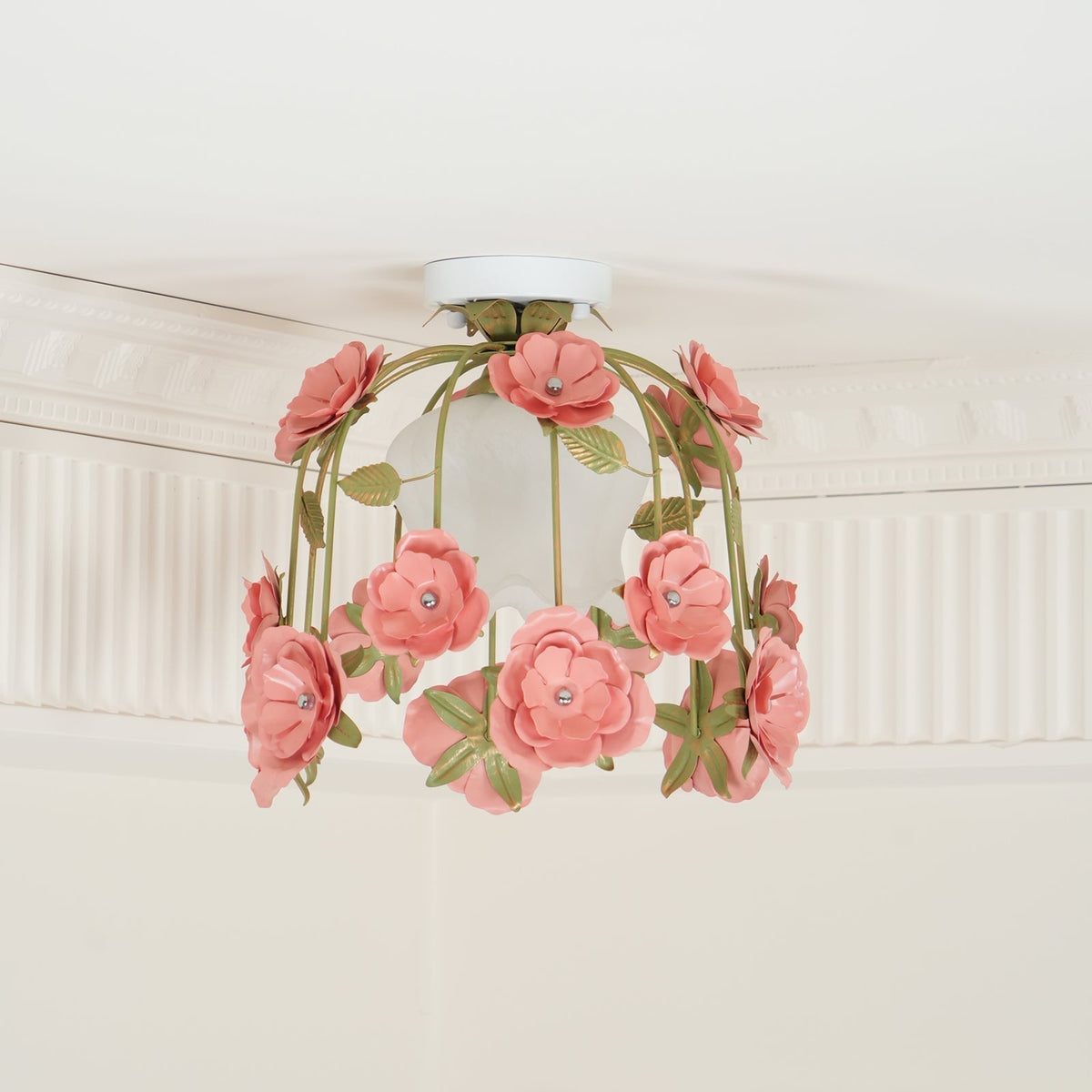 Ceiling Light Metal Canopy Floral Blossom Romantic Ambience-Neutral Decor