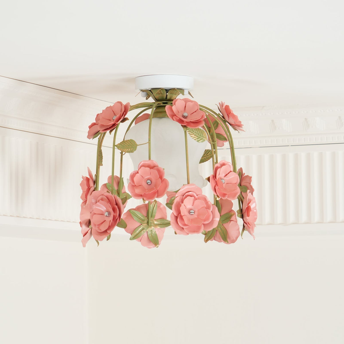 Ceiling Light Metal Canopy Floral Blossom Romantic Ambience-Neutral Decor