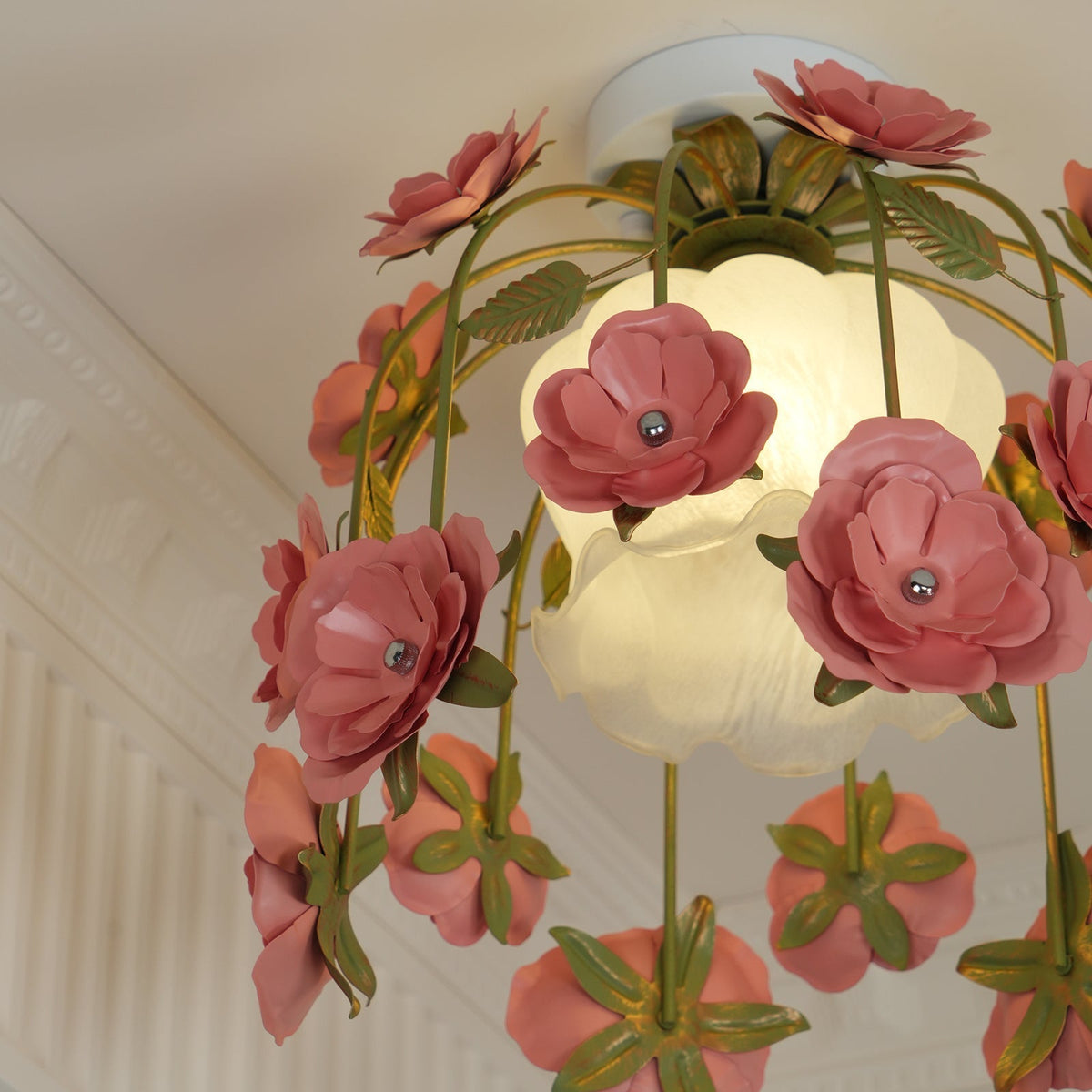 Ceiling Light Metal Canopy Floral Blossom Romantic Ambience-Neutral Decor