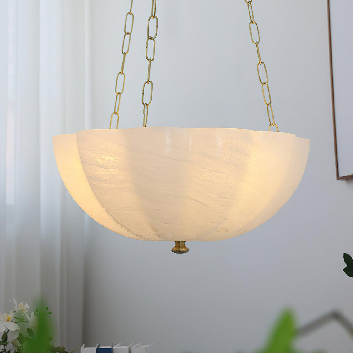 Doveline Lustre Verre Bol Laiton Chaîne