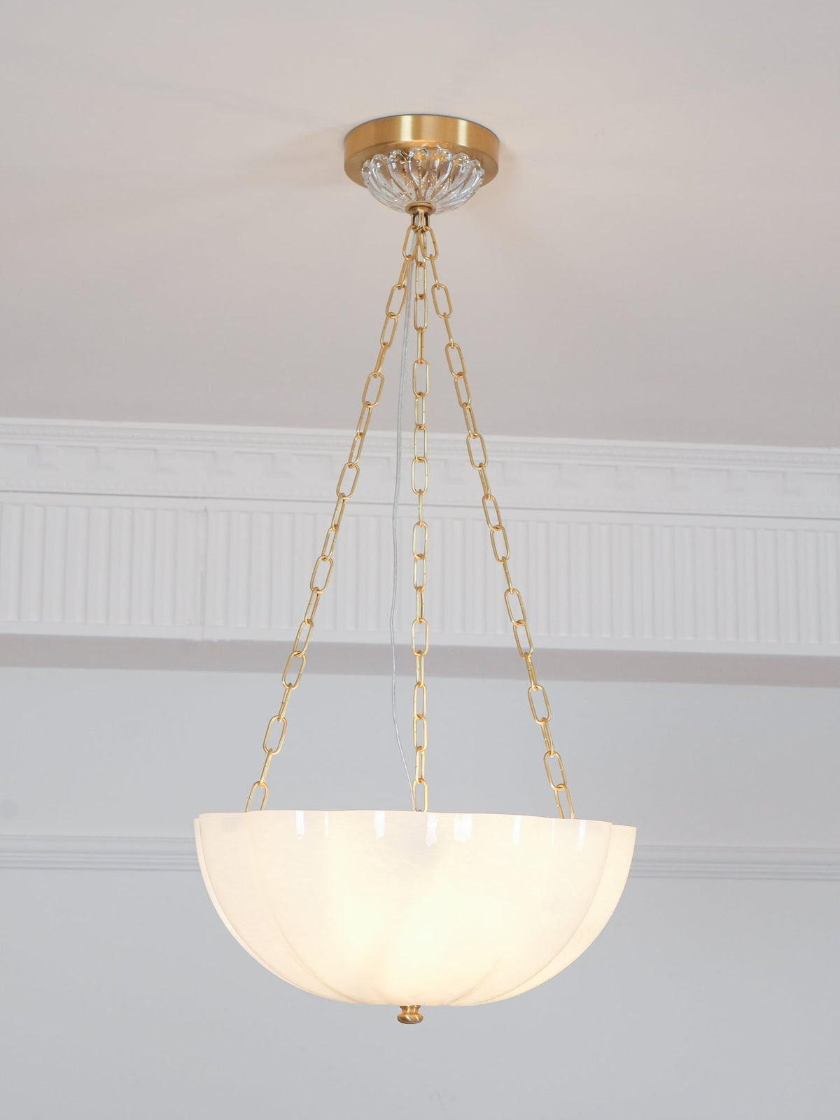 Doveline Lustre Verre Bol Laiton Chaîne