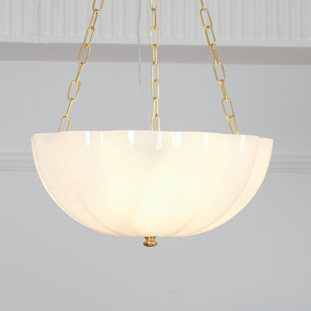 Doveline Lustre Verre Bol Laiton Chaîne