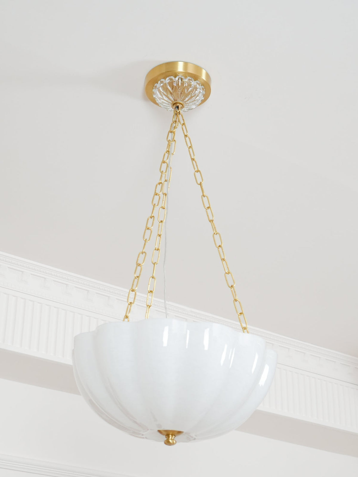 Doveline Lustre Verre Bol Laiton Chaîne