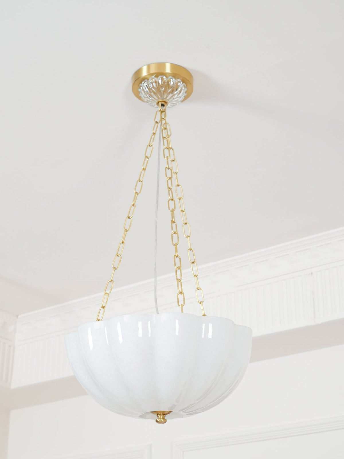 Doveline Lustre Verre Bol Laiton Chaîne