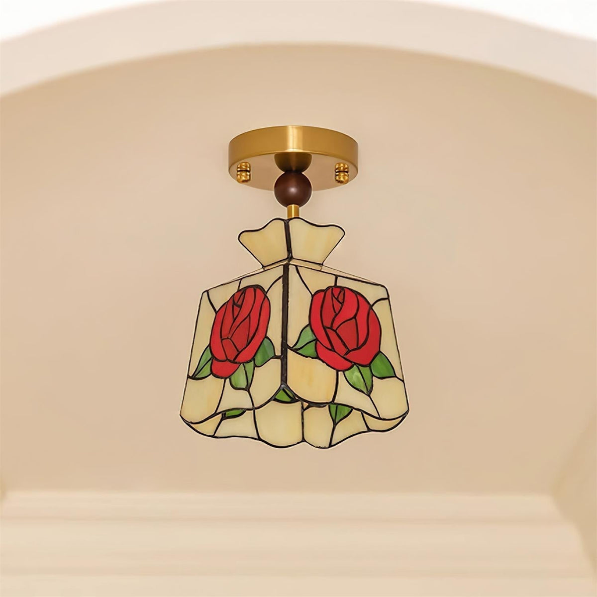 Joviel Tiffany Rose Ceiling Light-Neutral Decor