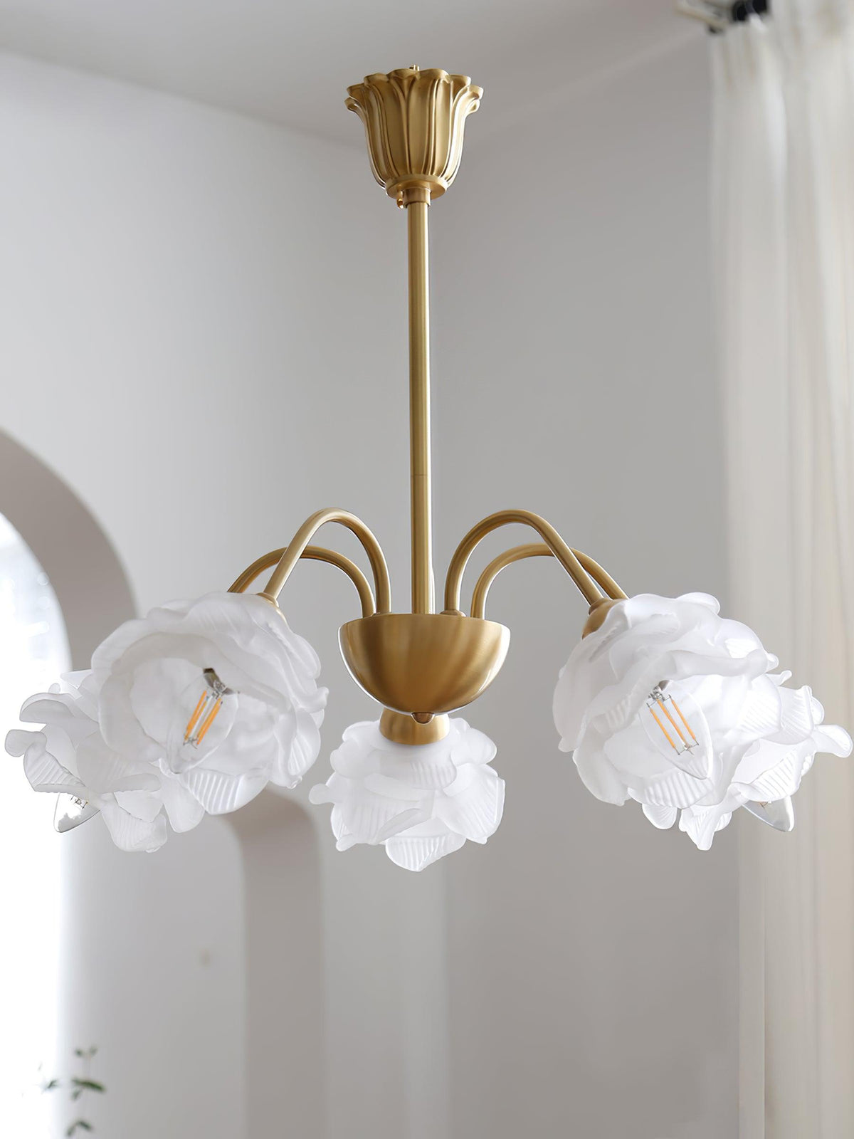 Mireira Lustre Laiton Verre Rose Floral