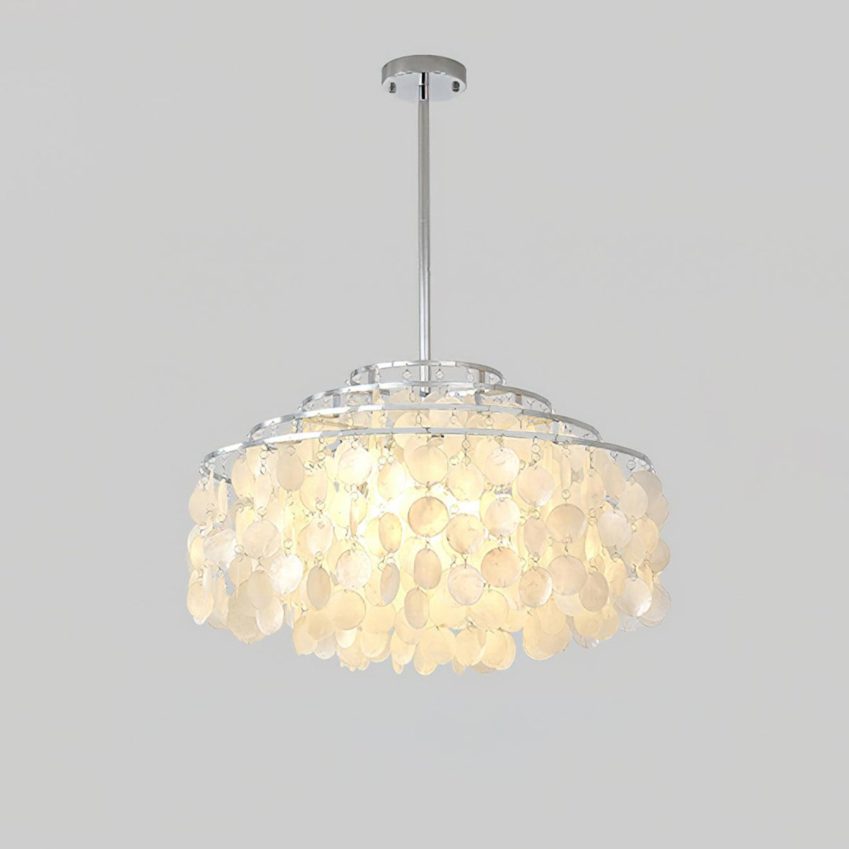 Ardien Suspension Lampe Coquillage Rond en Chrome