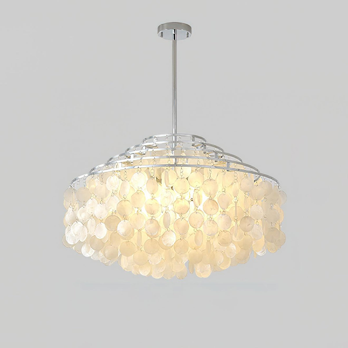Ardien Suspension Lampe Coquillage Rond en Chrome