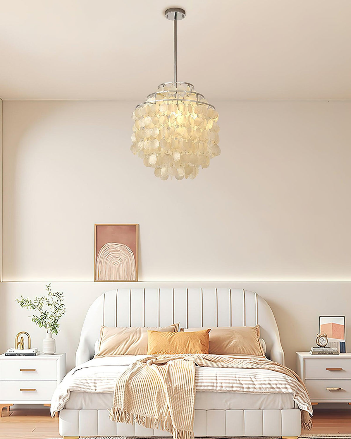 Ardien Suspension Lampe Coquillage Rond en Chrome