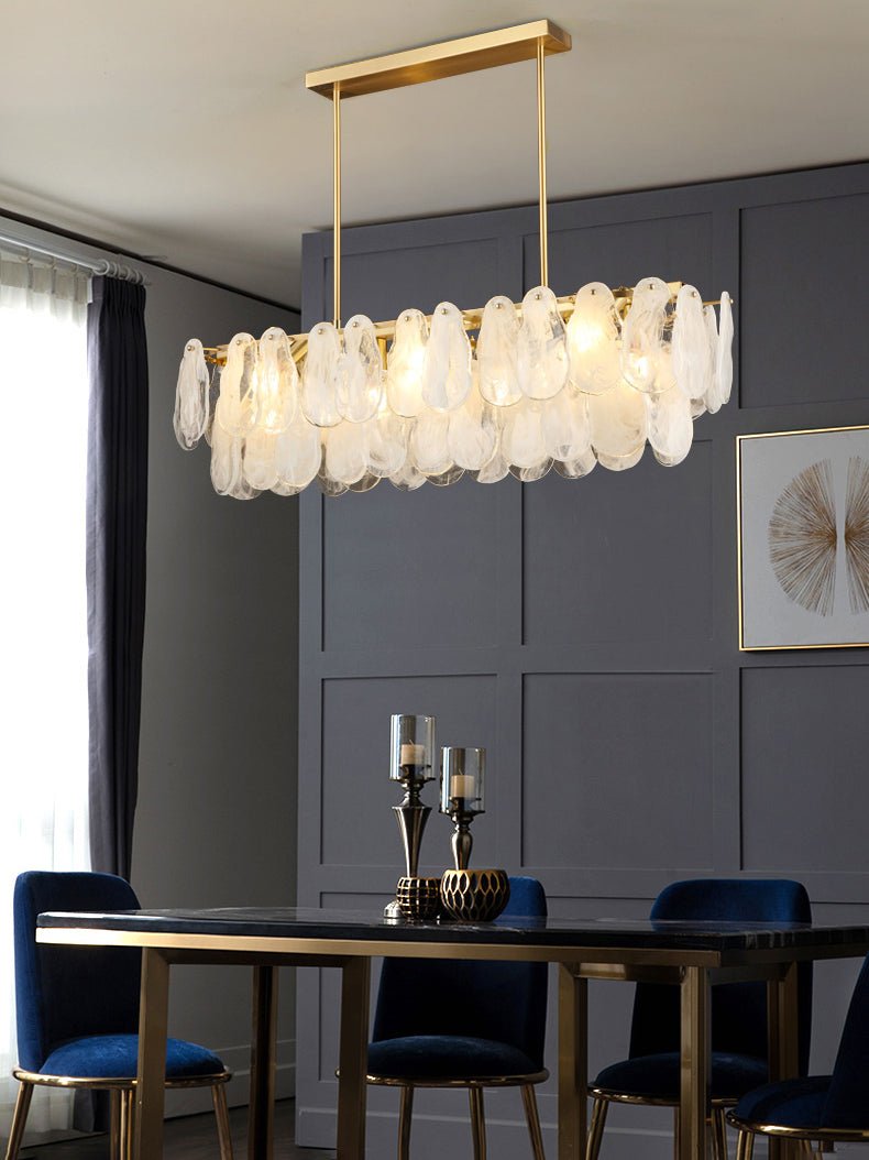 Renien Lustre Rond en Verre Nuageux de Luxe