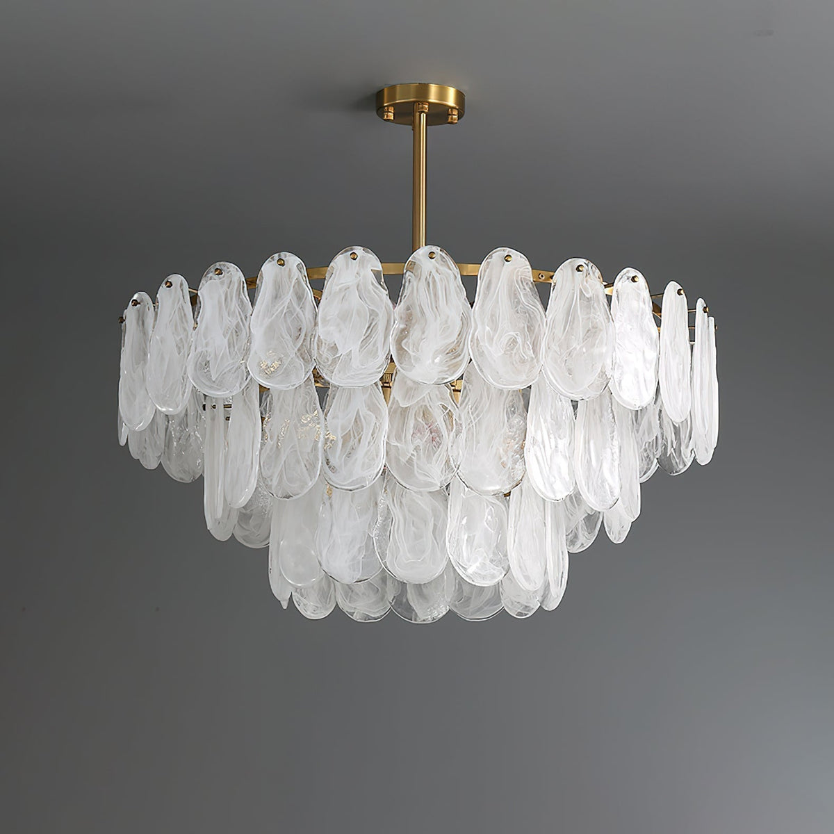 Renien Lustre Rond en Verre Nuageux de Luxe