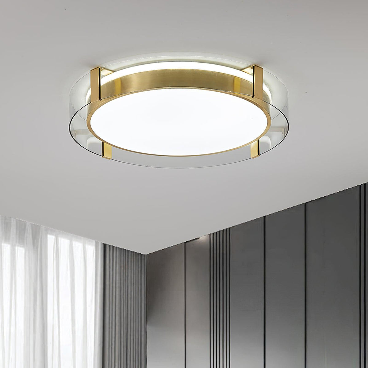 Rosiana Plafonnier Rond Métal Moderne