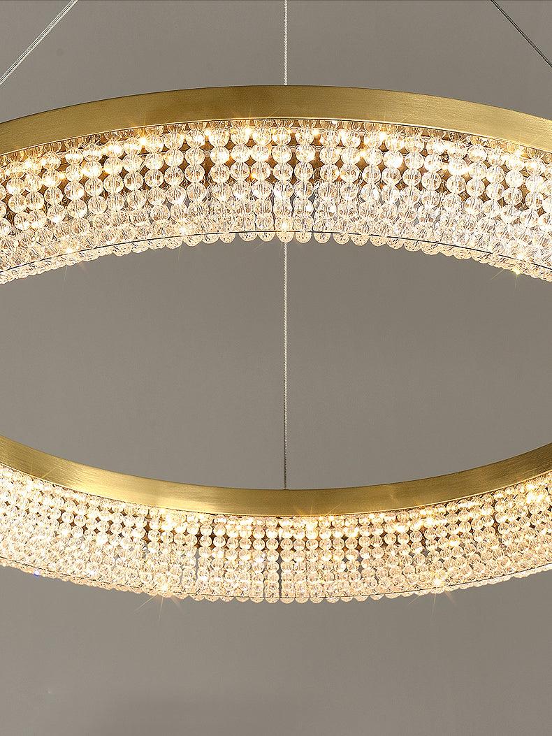 Adrius Lustre Rond en Anneau Cristal Doré LED