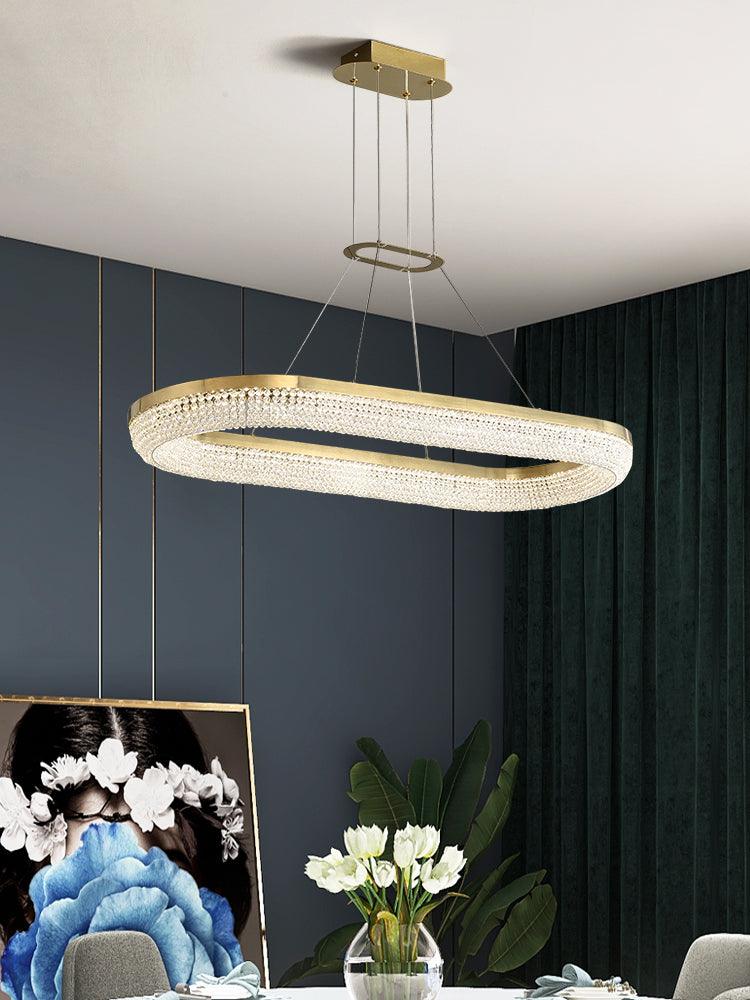 Adrius Lustre Rond en Anneau Cristal Doré LED