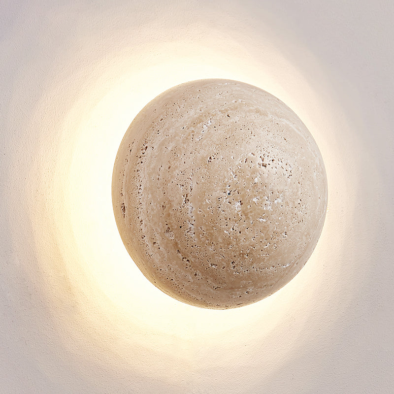 Ritta Round Travertine Wall Lamp-Neutral Decor