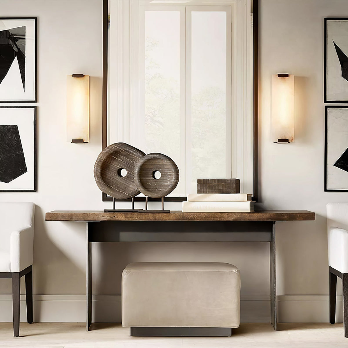 Velen Wall Lamp Alabaster Panel Glow-Neutral Decor