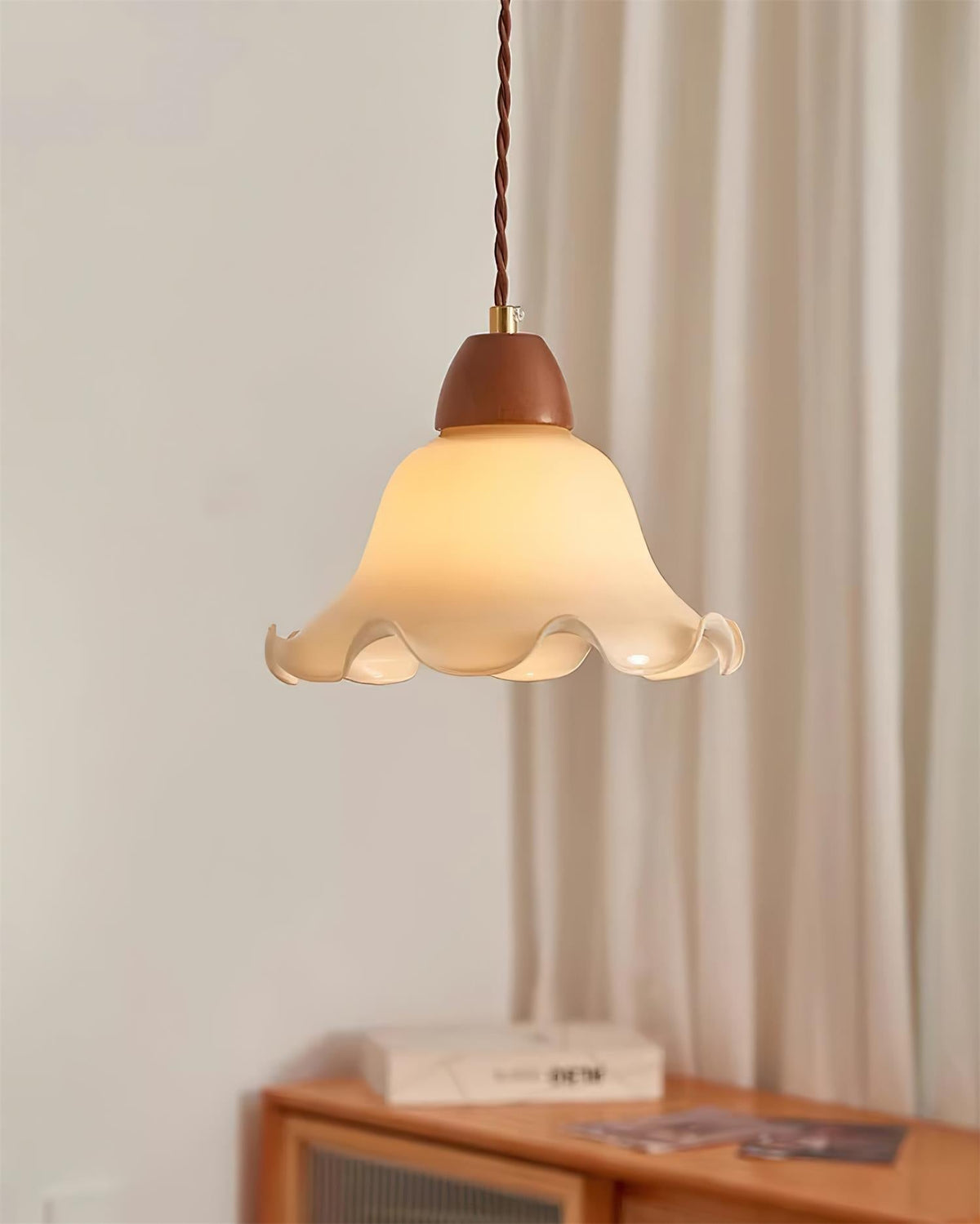 Glyna Wavy Glass Pendant Light-Neutral Decor