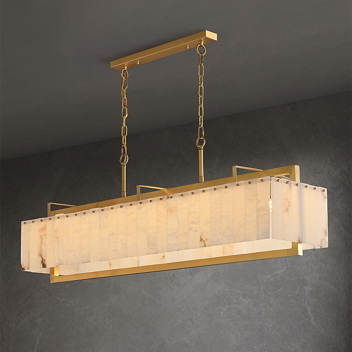 Ruben Chandelier Alabaster Rectangular Luxe-Neutral Decor