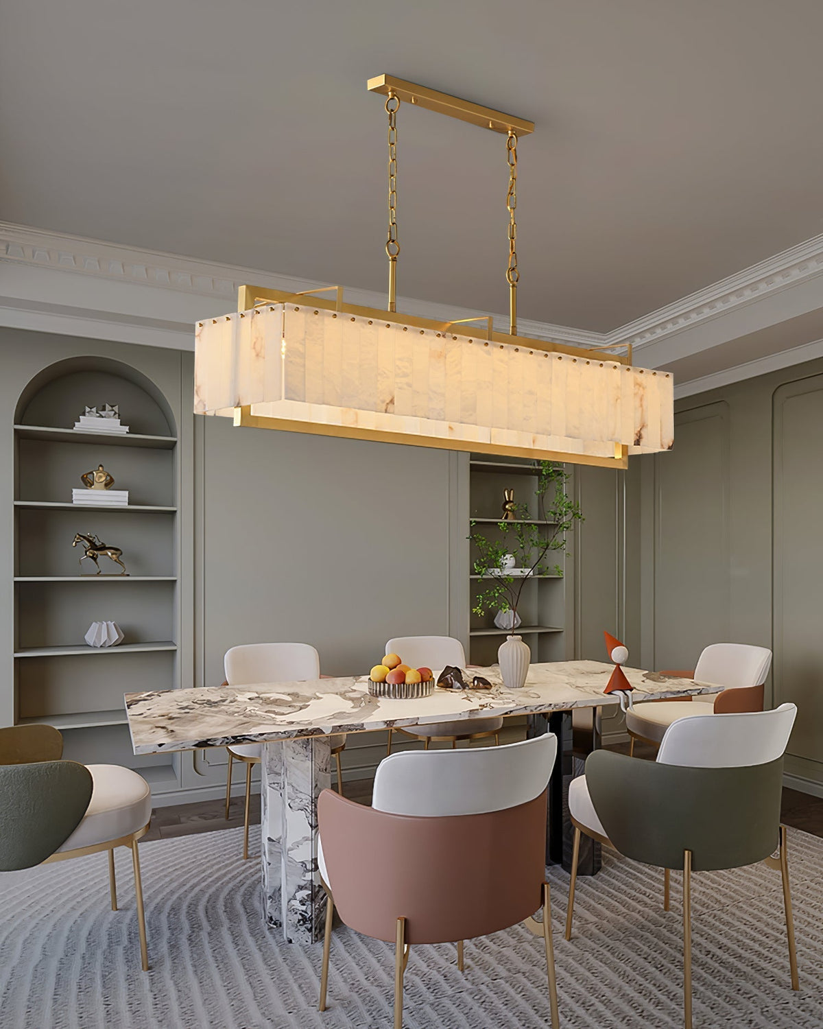 Ruben Chandelier Alabaster Rectangular Luxe-Neutral Decor