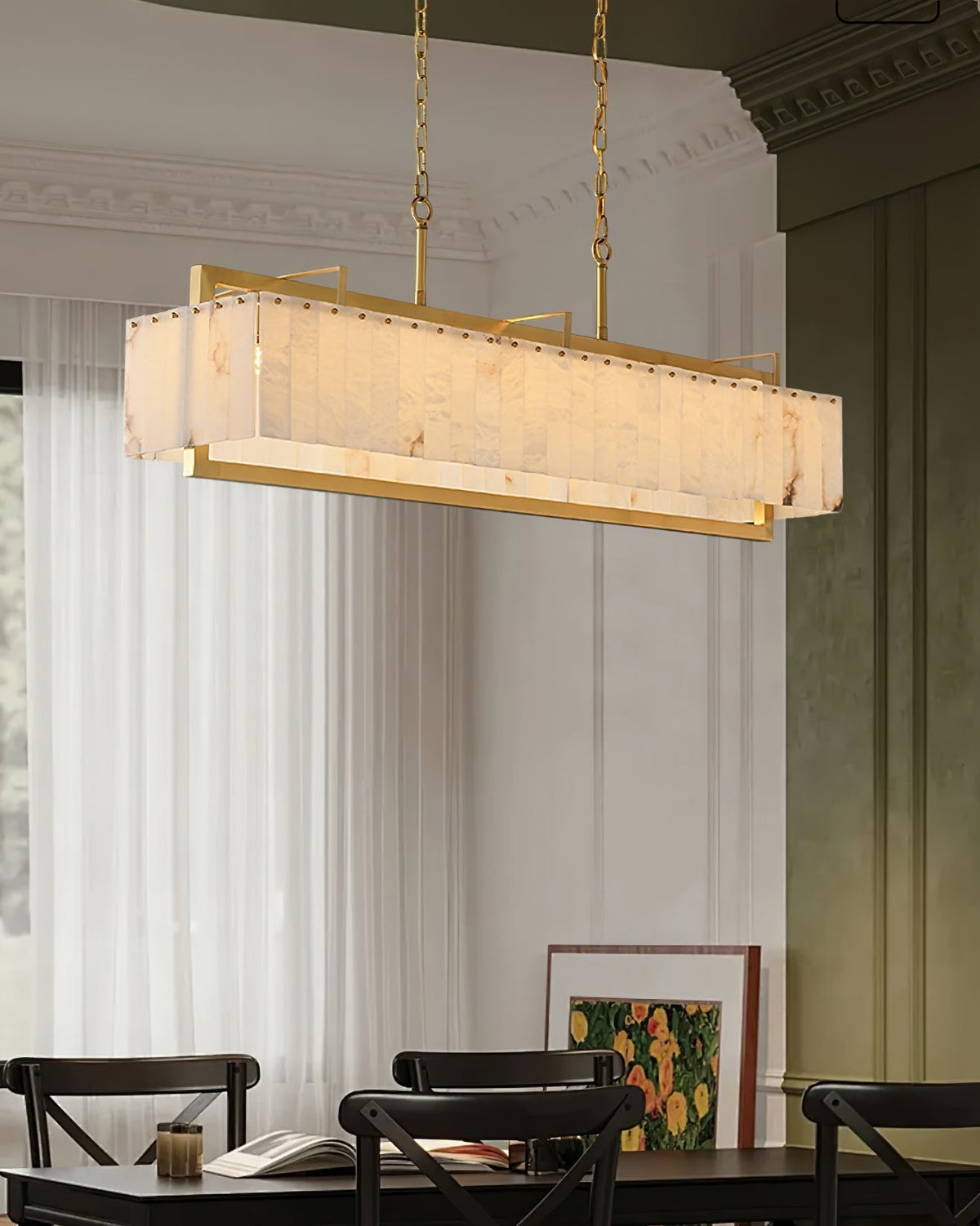 Ruben Chandelier Alabaster Rectangular Luxe-Neutral Decor