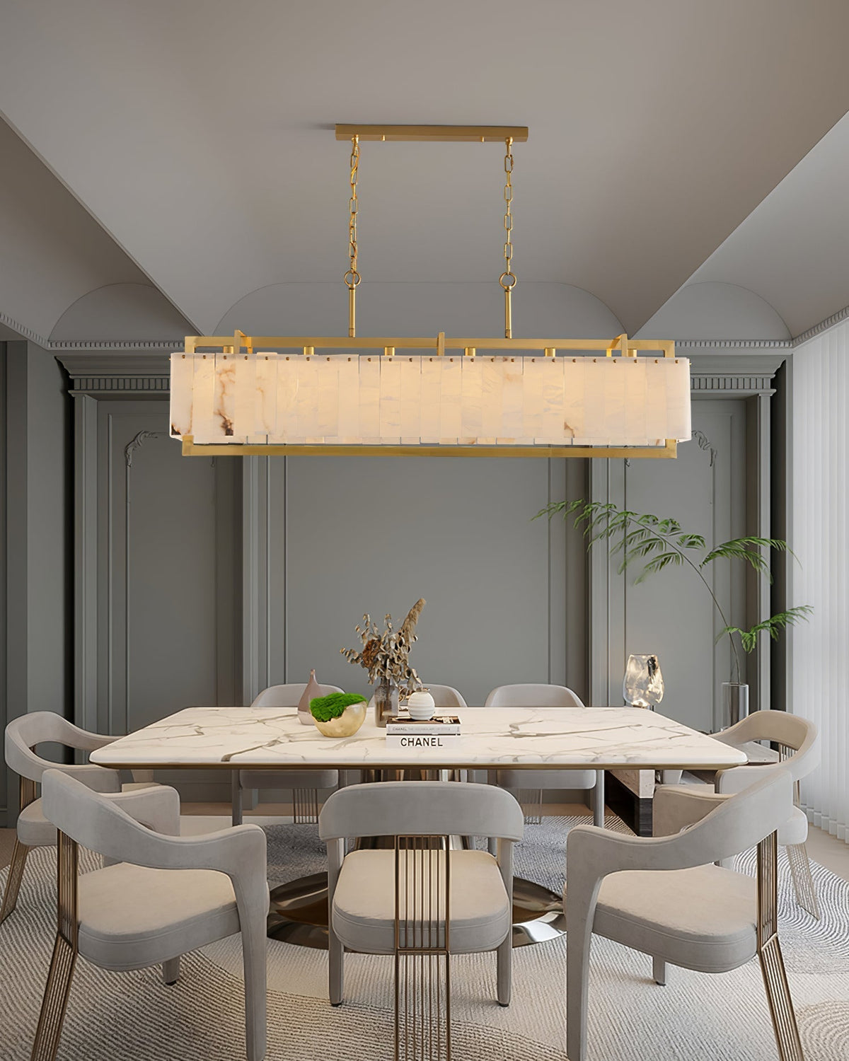 Ruben Chandelier Alabaster Rectangular Luxe-Neutral Decor