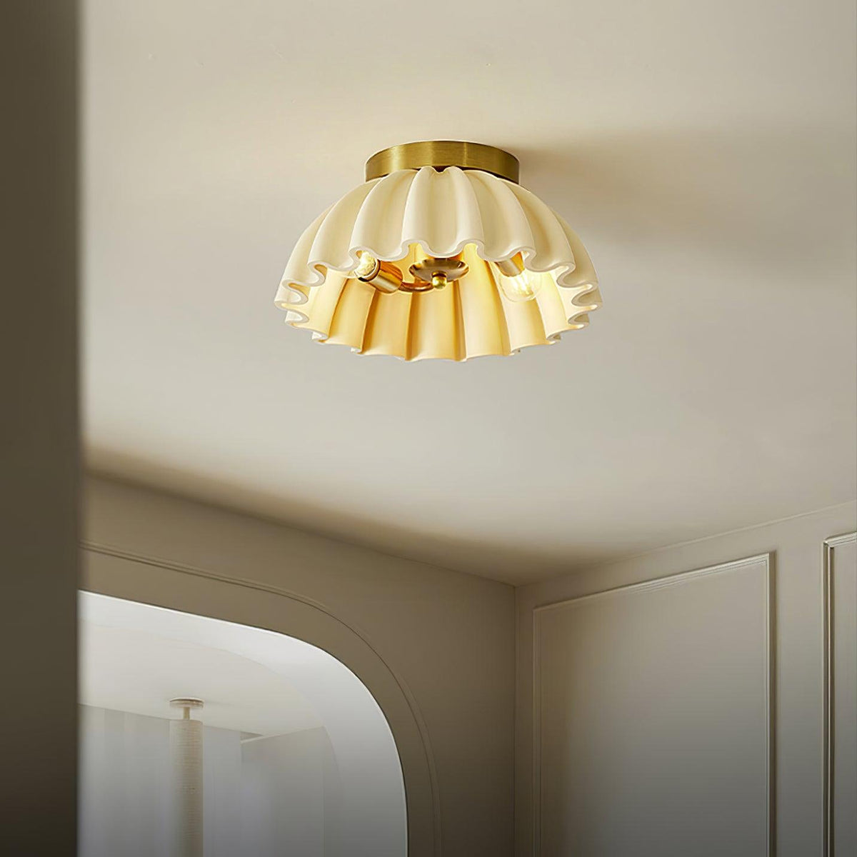 Ceiling Light HDPE Ruffle Canopy Metal Body Modern Minimalist-Neutral Decor