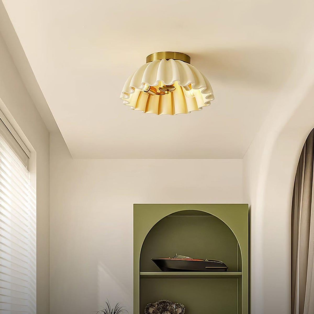 Ceiling Light HDPE Ruffle Canopy Metal Body Modern Minimalist-Neutral Decor