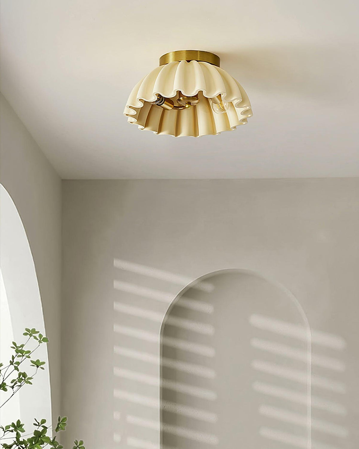 Ceiling Light HDPE Ruffle Canopy Metal Body Modern Minimalist-Neutral Decor