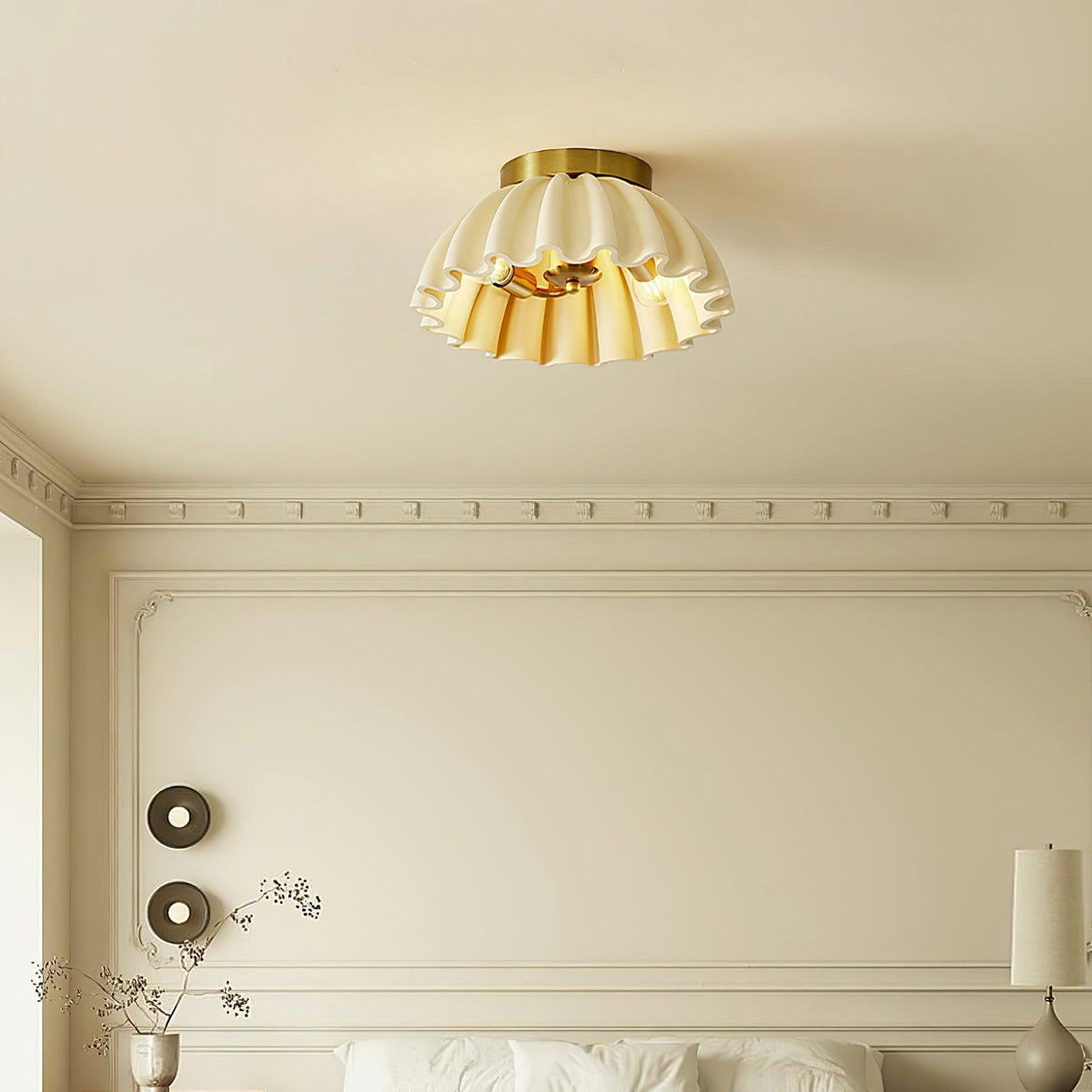 Ceiling Light HDPE Ruffle Canopy Metal Body Modern Minimalist-Neutral Decor