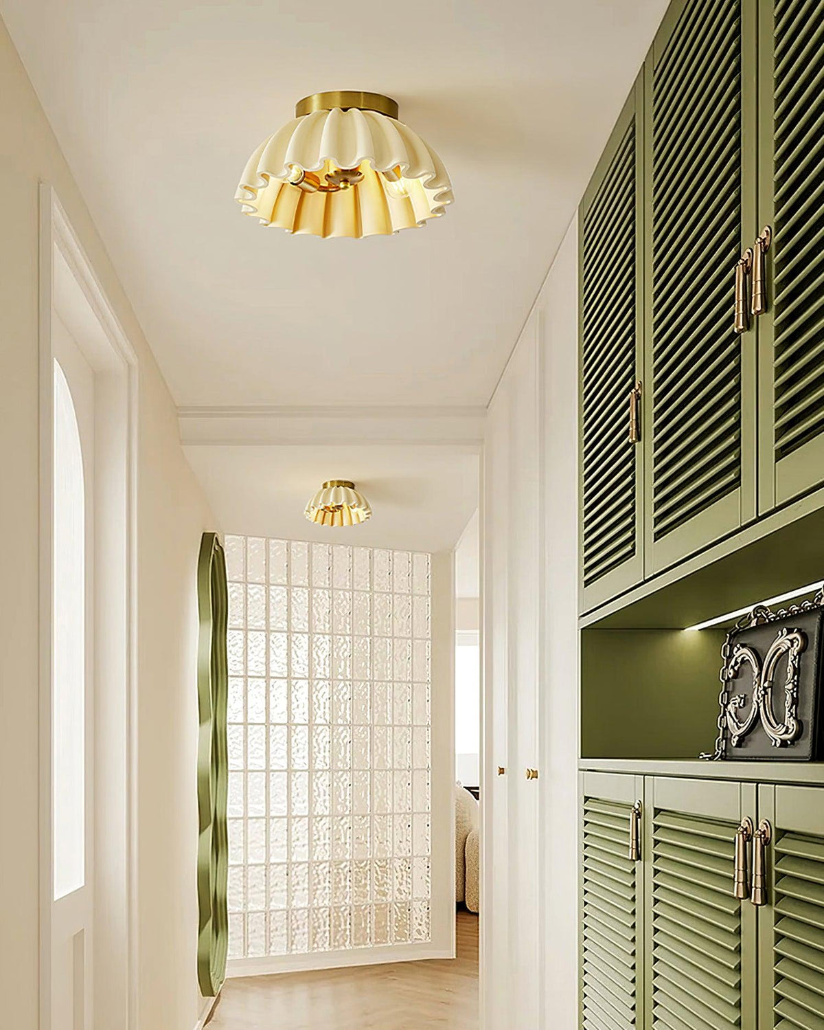 Ceiling Light HDPE Ruffle Canopy Metal Body Modern Minimalist-Neutral Decor