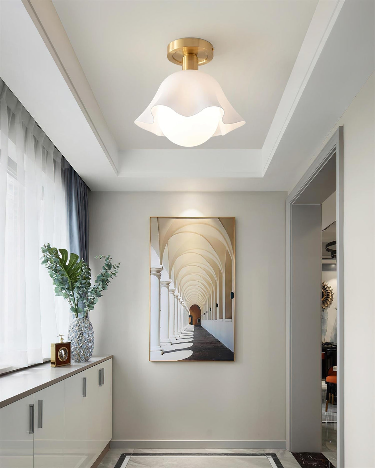 Petalia Semi-Flush Mount Ceiling Light-Neutral Decor