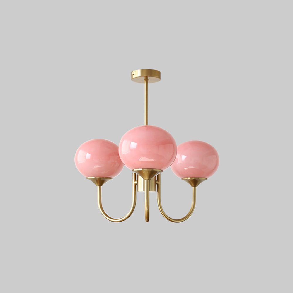 Valentina Lustre Boule Classique, Métal/Verre, Blanc/Rose/Beige, Bureau/Salon