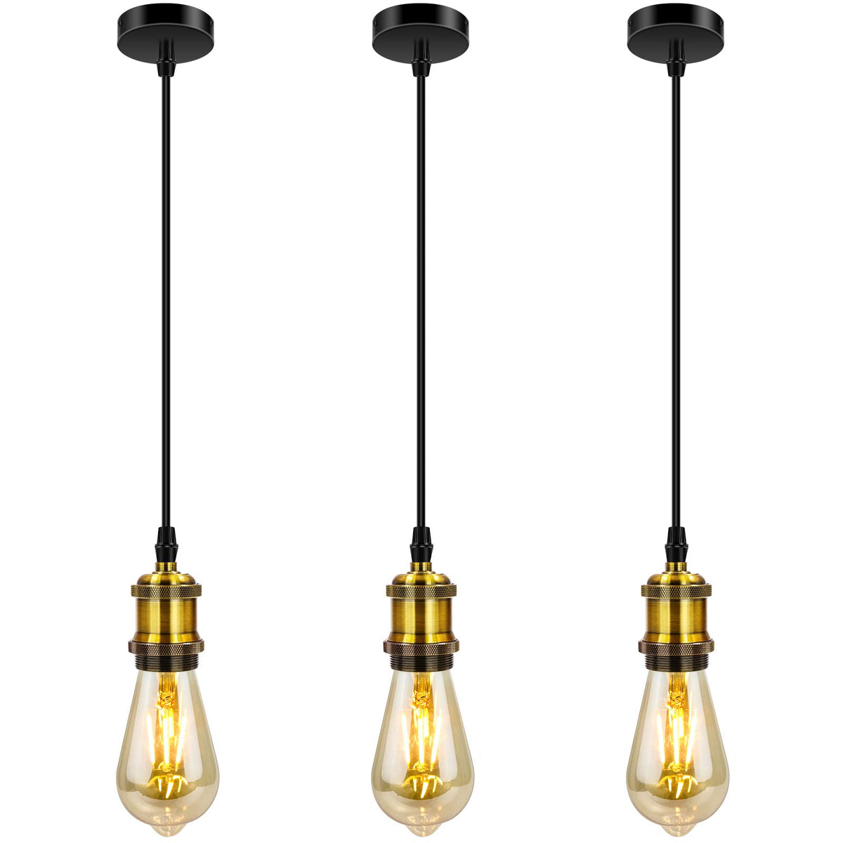 Silva Rétro LED Suspension Noir/Or Métal Verre Chambre À Coucher