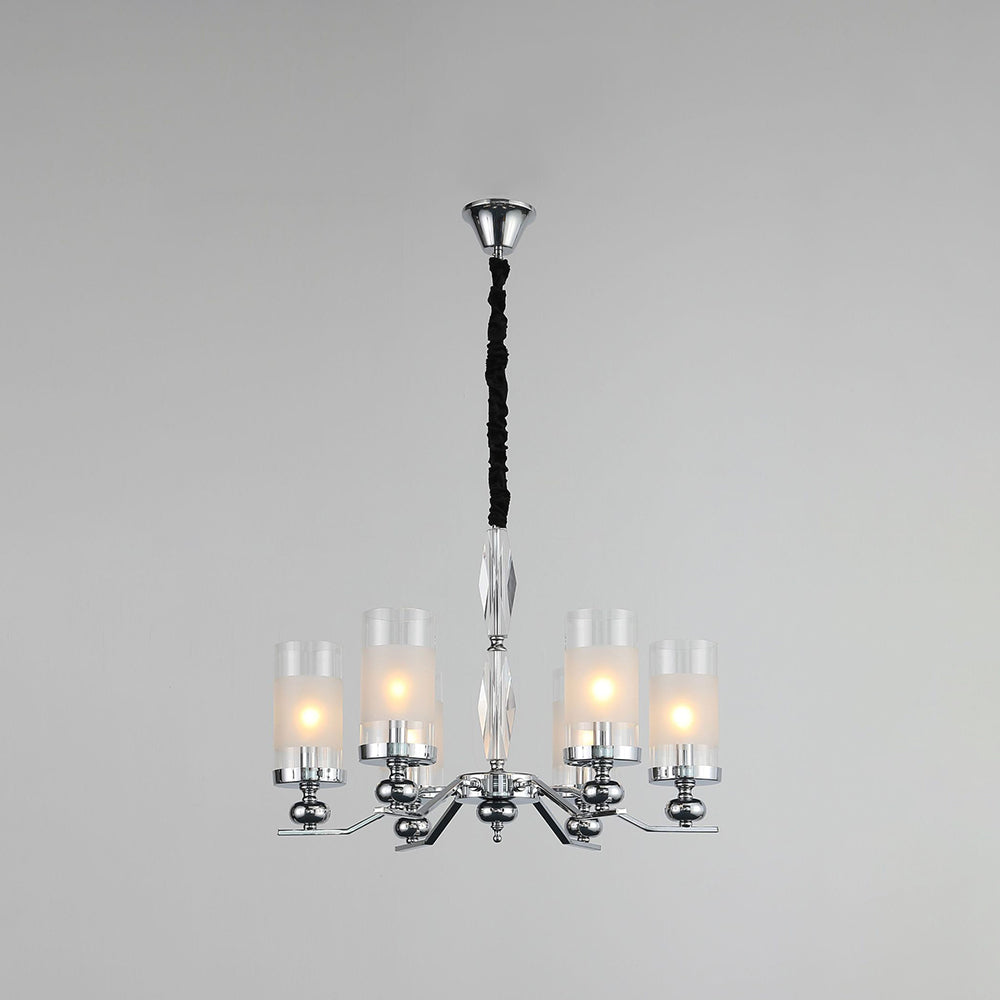 Silva Suspension Cylindre Moderne, Métal/Verre, Chromé, Salon/Salle à Manger