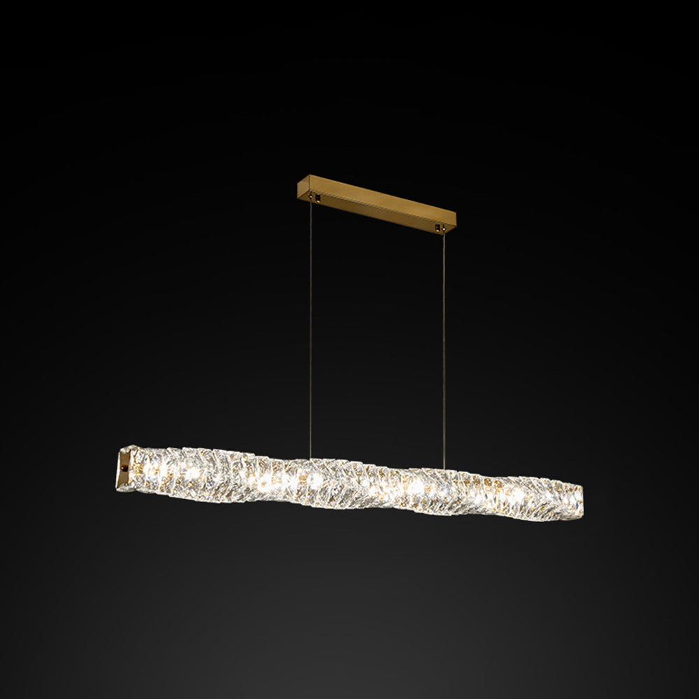 Kristy Suspension Linéaire Simple, Acier/Cristal, Or/Argent, Bar/Cuisine