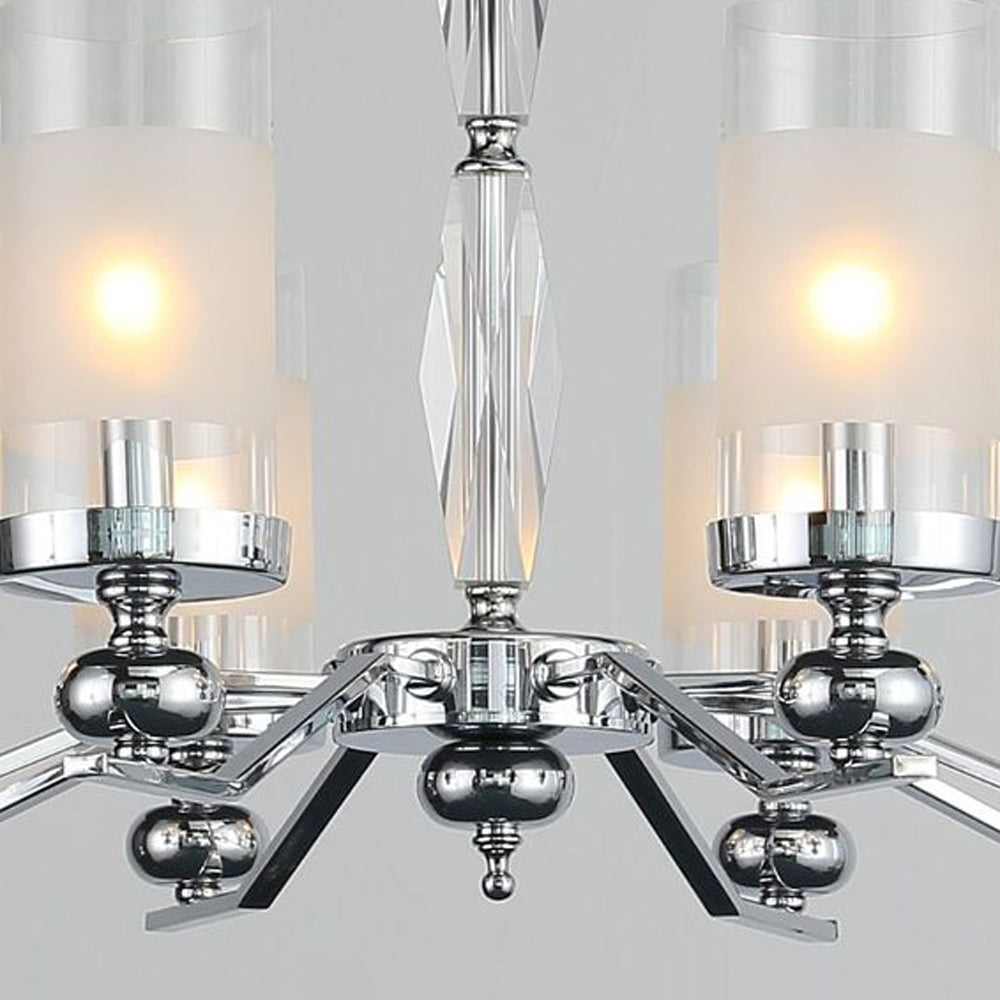 Silva Suspension Cylindre Moderne, Métal/Verre, Chromé, Salon/Salle à Manger