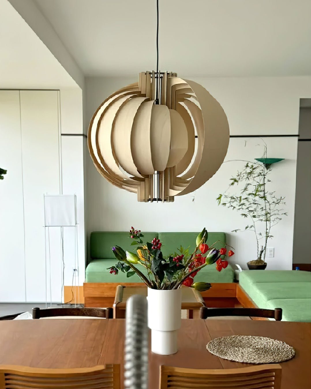 Velaria Suspension en Bois Anneau Élégance Premium