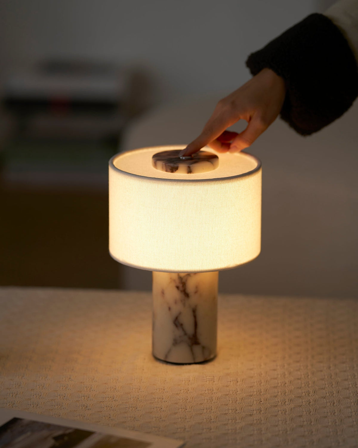 Top-down view of the Sediment Table Lamp and shade.