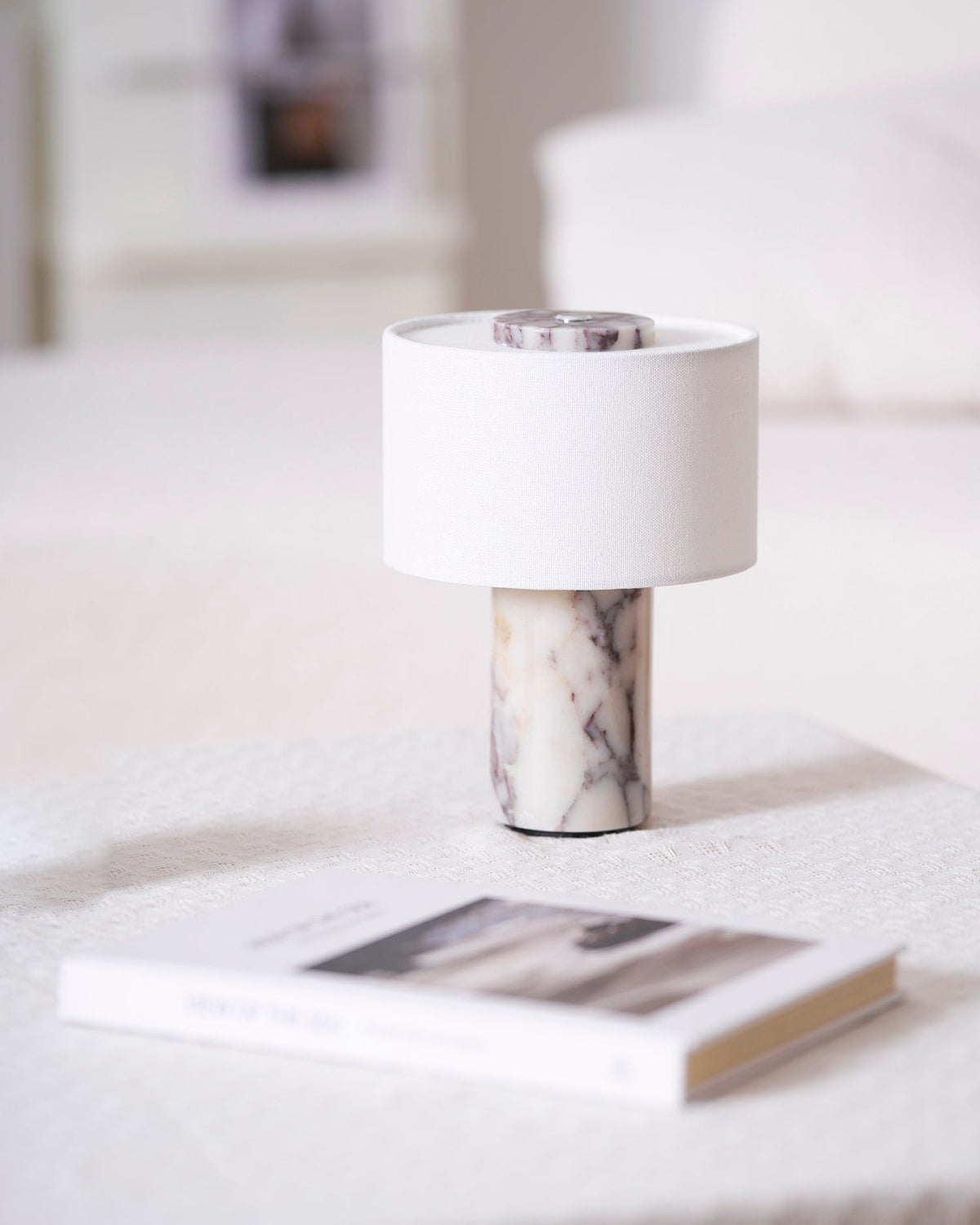 The texture of the lamp shade on the Sediment Table Lamp.