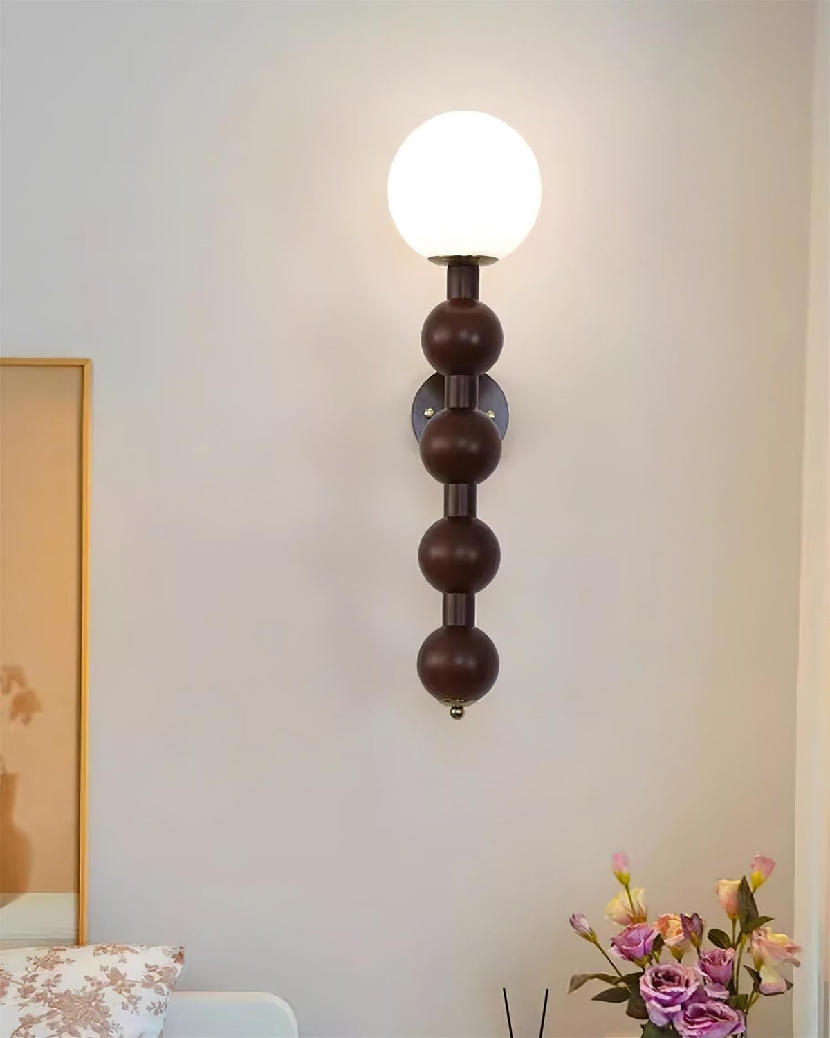 Wall Lamp Gourd in Metal Wood and Glass Modern Style-Neutral Decor