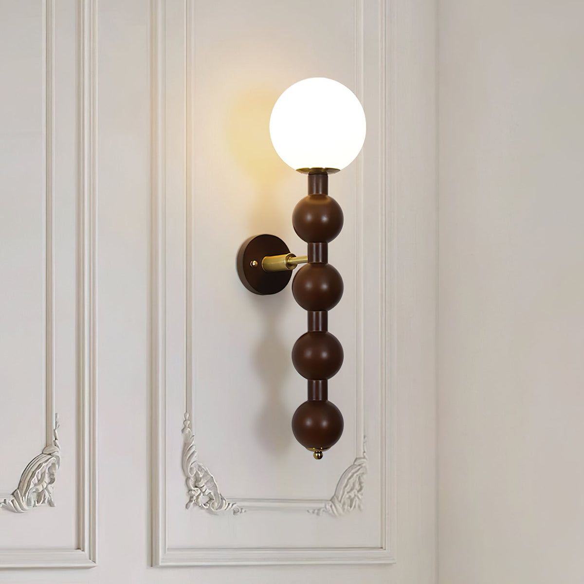Wall Lamp Gourd in Metal Wood and Glass Modern Style-Neutral Decor
