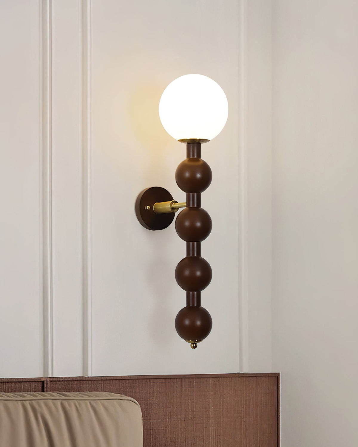 Wall Lamp Gourd in Metal Wood and Glass Modern Style-Neutral Decor