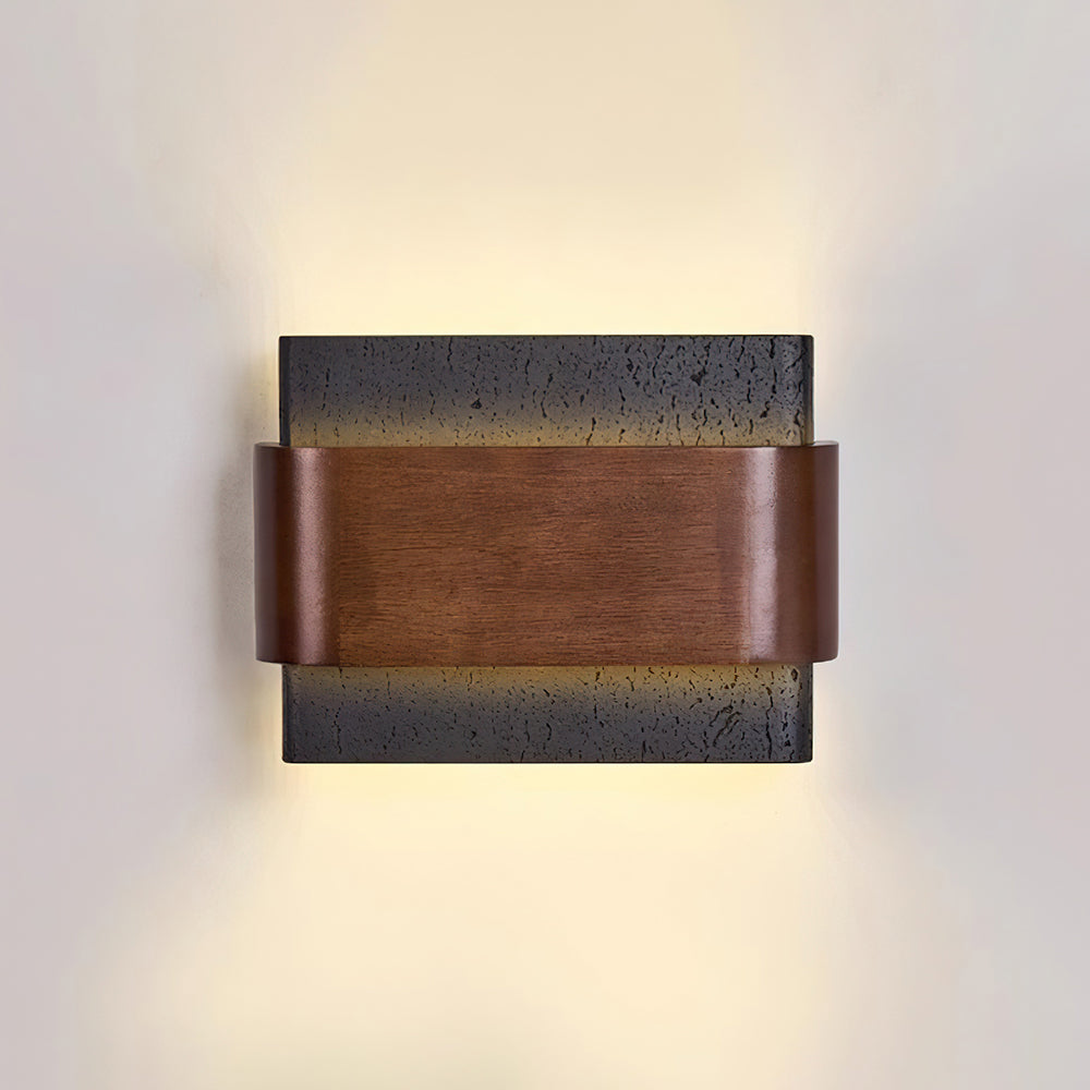 Niv Lampe Murale Arc Fini Bois Travertin-Cielum