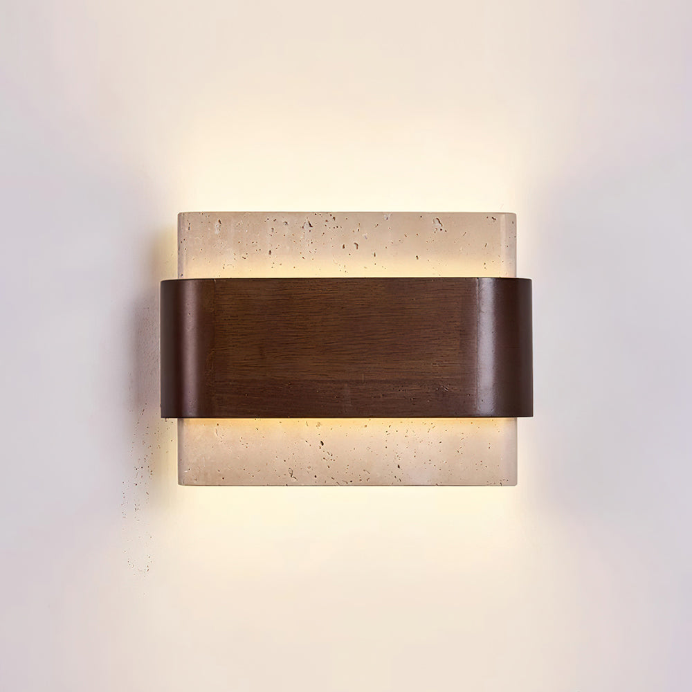 Niv Lampe Murale Arc Fini Bois Travertin-Cielum