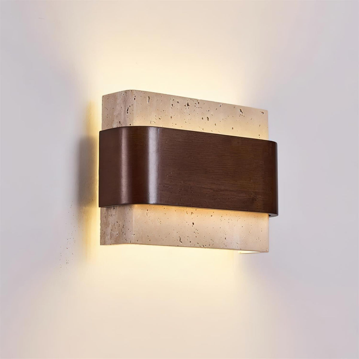 Niv Lampe Murale Arc Fini Bois Travertin-Cielum