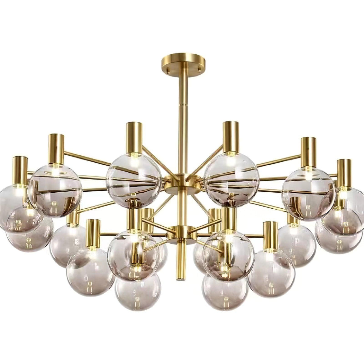Bastena Lustre Globe En Verre Cadre Doré Moderne