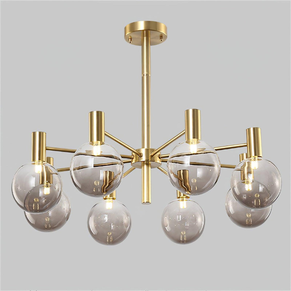 Bastena Lustre Globe En Verre Cadre Doré Moderne