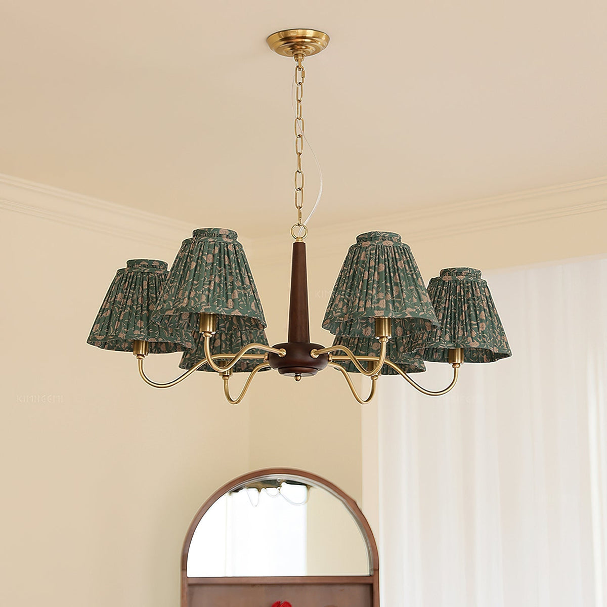 The 6-light Selva Chandelier, showing its dimensions.