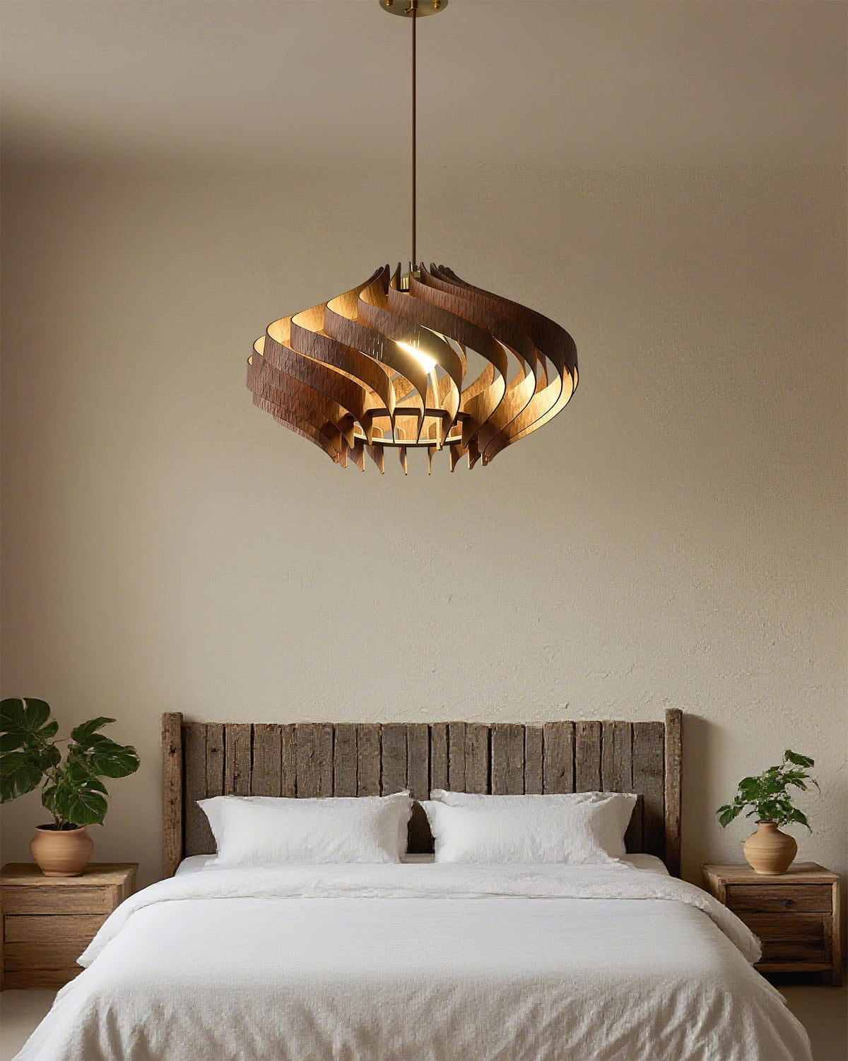 The Serentia Pendant Light in natural wood color against a neutral background.