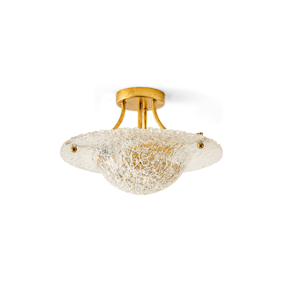 Serilda Ceiling Light with a gold finish, showcasing its nature-inspired resin texture.